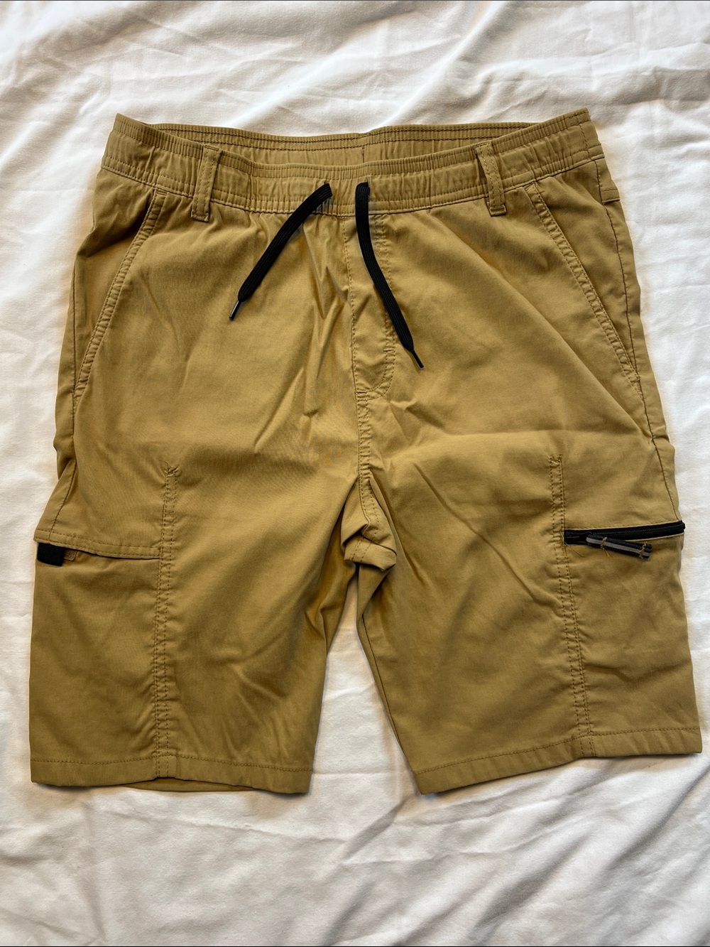 Wrangler Tan Cargo Drawstring Kids Shorts with Black Drawcord